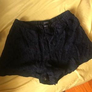 navy blue lace shorts